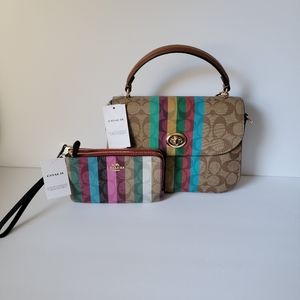 NEW COACH SET SATCHEL AND WRISLET SET